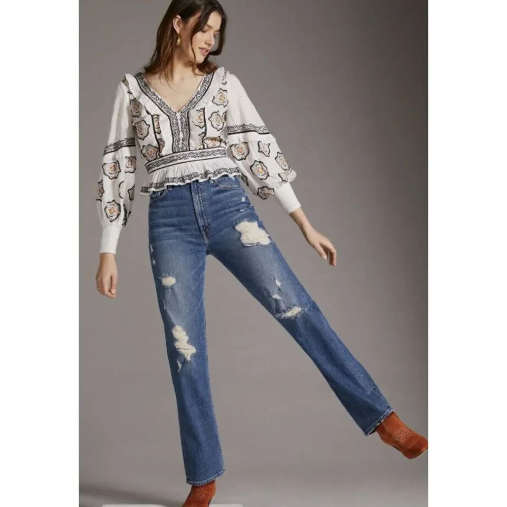 Anthropologie MOTHER The Study Hover High-Rise Straight Jeans